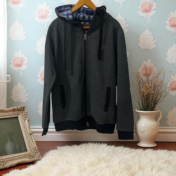 Hammer Made Men's Full Zip Hoodie Jacket With Blue Plaid Lining Size L - Picture 1 of 9